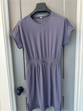 Lululemon Cinch Waist T-Shirt Dress Muted Purple Grey Size